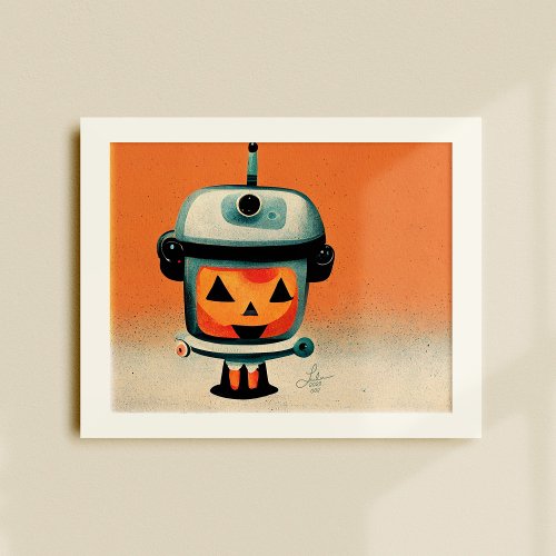 Retro Halloween Robot 002  Cute Custom Kids Art Poster