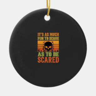 Retro Halloween Scare Skull Design_1 Ceramic Ornament