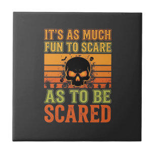 Retro Halloween Scare Skull Design_1 Ceramic Tile