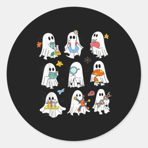 Retro Halloween Science Teacher Ghost Laboratory T Classic Round Sticker