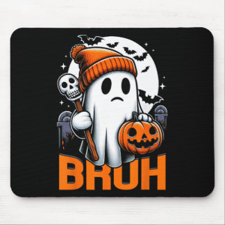 Retro Halloween Shirts For Men Women Bruh Ghost Ha Mouse Pad