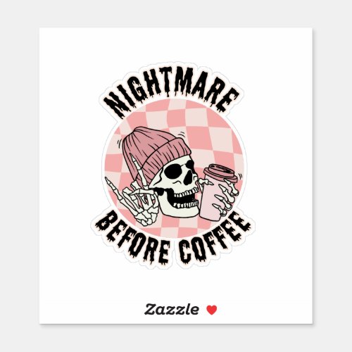 Retro Halloween Skeleton Coffee Love Vinyl Sticker