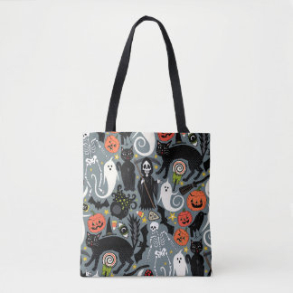 retro halloween slate tote bag
