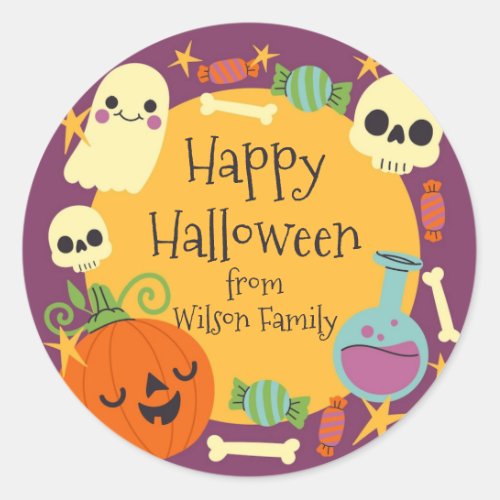 Retro Halloween Spooky  Classic Round Sticker