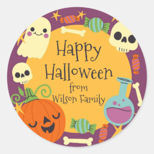Retro Halloween Spooky Classic Round Sticker