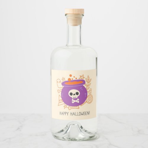 Retro Halloween Spooky potion elixir Liquor Bottle Label