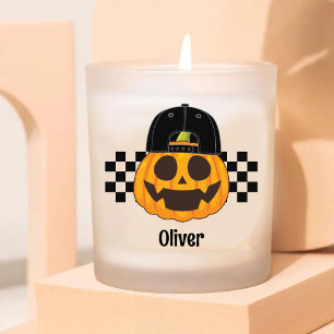 Retro Halloween Spooky Pumpkin Dude Boy Name Boo Scented Candle