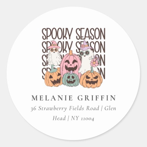 Retro Halloween Spooky Season Ghost Address Labels
