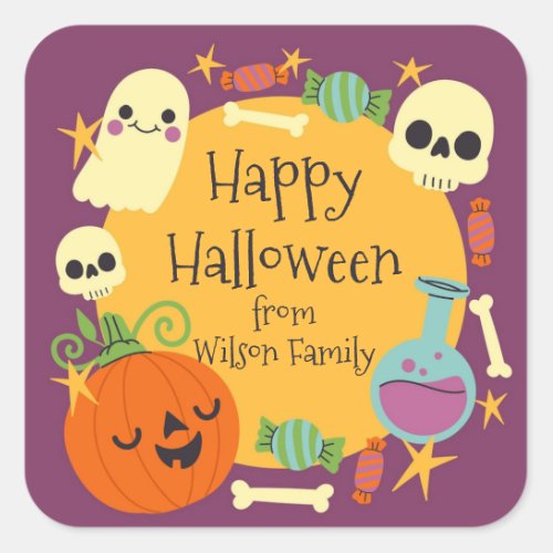 Retro Halloween Spooky  Square Sticker