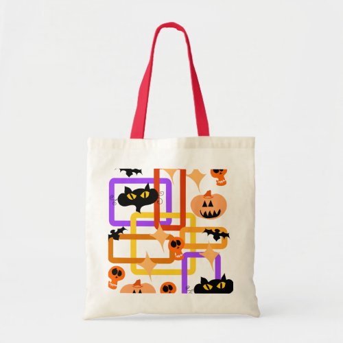 Retro Halloween Style Spooky Fun Pattern Tote Bag