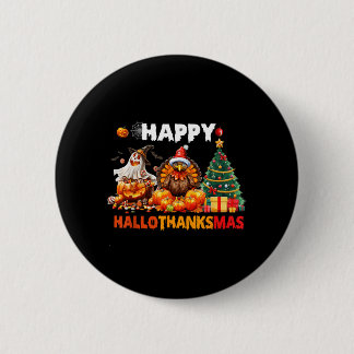 Retro Halloween Thanksgiving Christmas Happy Button