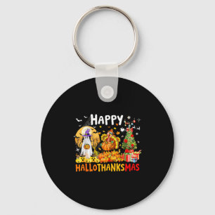 Retro Halloween Thanksgiving Christmas Happy Hallo Keychain