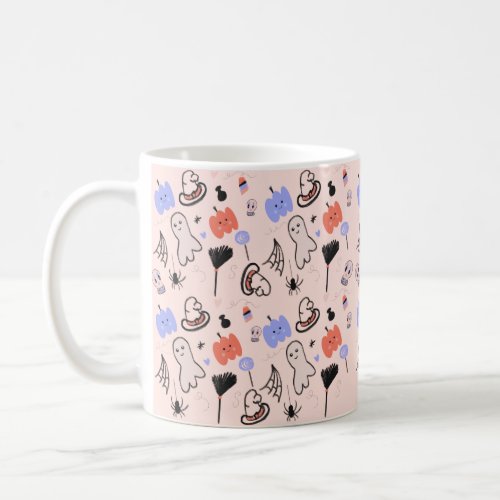 Retro Halloween Vintage Themed Doodles Coffee Mug