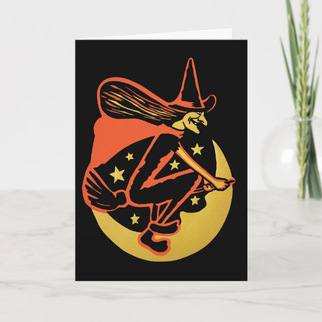 Retro Halloween Witch Card (Front)
