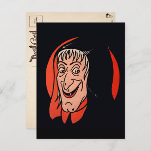 Retro Halloween Witch Face Postcard