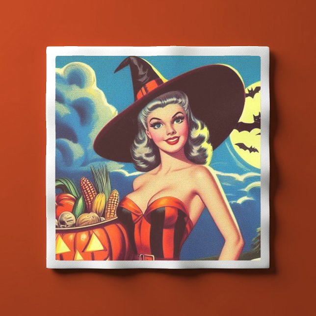 Retro halloween Witch Pin-up Napkins (Creator Uploaded)