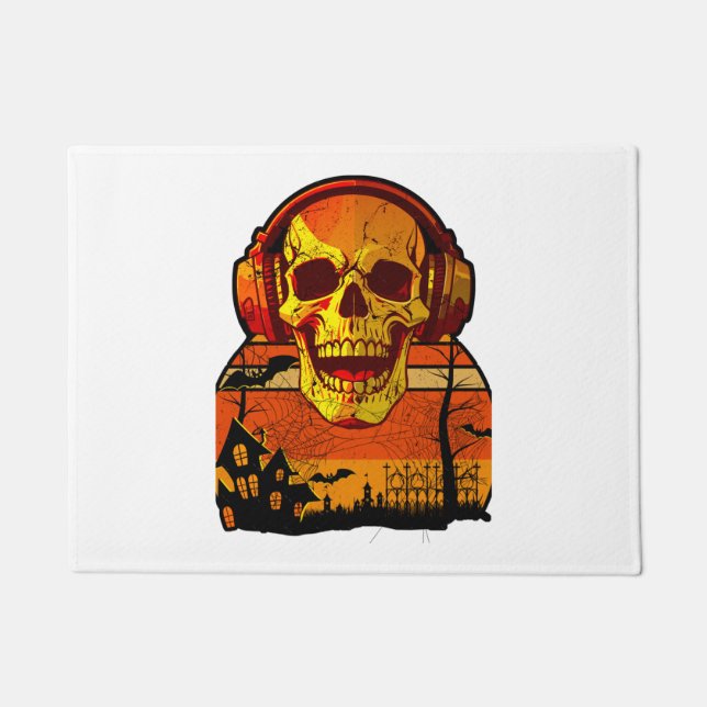 Retro Hallowen Skull Sticker Doormat (Front)