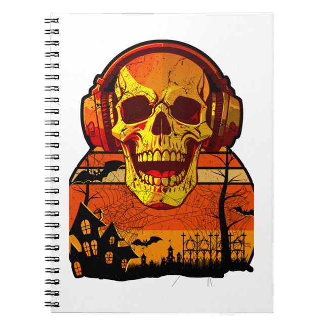 Retro Hallowen Skull Sticker Notebook (Front)