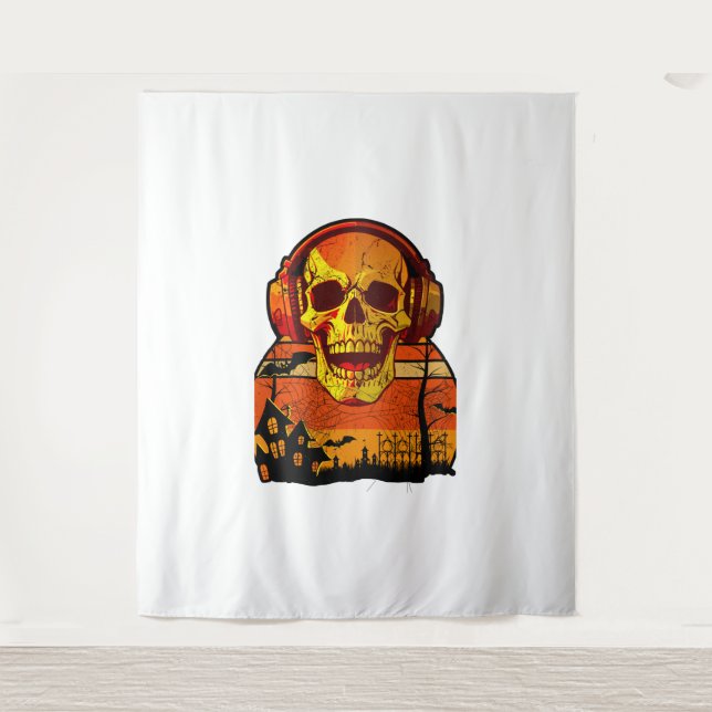 Retro Hallowen Skull Sticker Tapestry (Front)