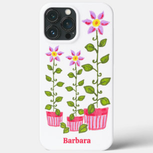 Retro Hand-Drawn 1960s Girly Whimsical Floral iPhone 13 Pro Max Case