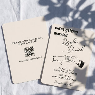 Retro Hand-Drawn Bold Quirky Boho Wedding Invitation