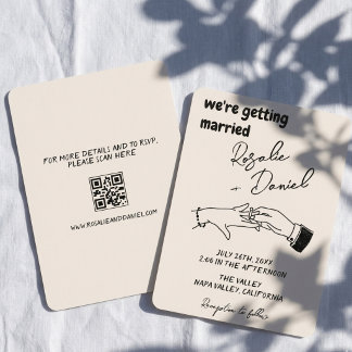 Retro Hand-Drawn Bold Quirky Boho Wedding Invitation