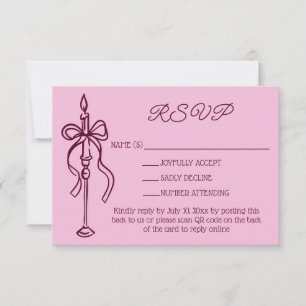 Retro Hand Drawn Burgundy Wedding Website QR Code RSVP Card