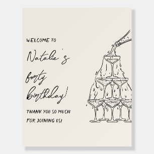 Retro Hand Drawn Champagne Tower Birthday Welcome Foam Board
