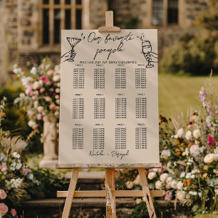 Retro Hand Drawn Champagne Wedding Seating Charts Foam Board