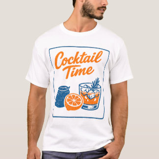 Retro Hand Drawn Cocktail Time Lemons Bar Art T-Shirt