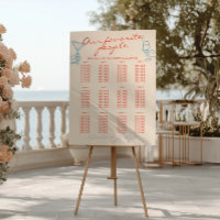 Retro Hand Drawn Colorful Wedding Seating Charts