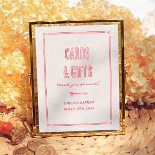 Retro Hand Drawn Cupid Wedding Cards & Gifts Sign
