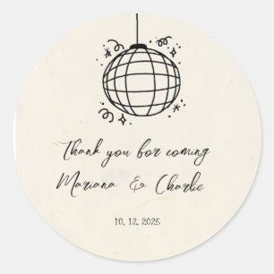 Retro Hand Drawn Disco Ball Illustration  Classic Round Sticker