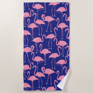 Retro Hand-Drawn Flamingo Pattern Cool Coastal Beach Towel
