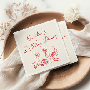 Retro Hand Drawn Fun Birthday Milstone Dinner Napkins