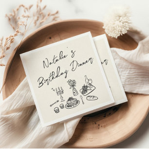 Retro Hand Drawn Fun Birthday Quirky Dinner Napkins