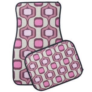 Retro Hand Drawn Geometric Square Pattern Minimal Car Floor Mat