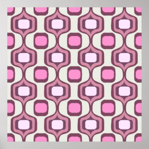 Retro Hand Drawn Geometric Square Pattern Minimal Poster