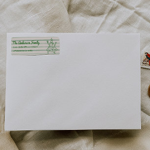 Retro Hand Drawn Green Funny Christmas Tree Label