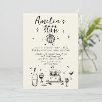 Retro Hand Drawn handwritten funky 30 birthday