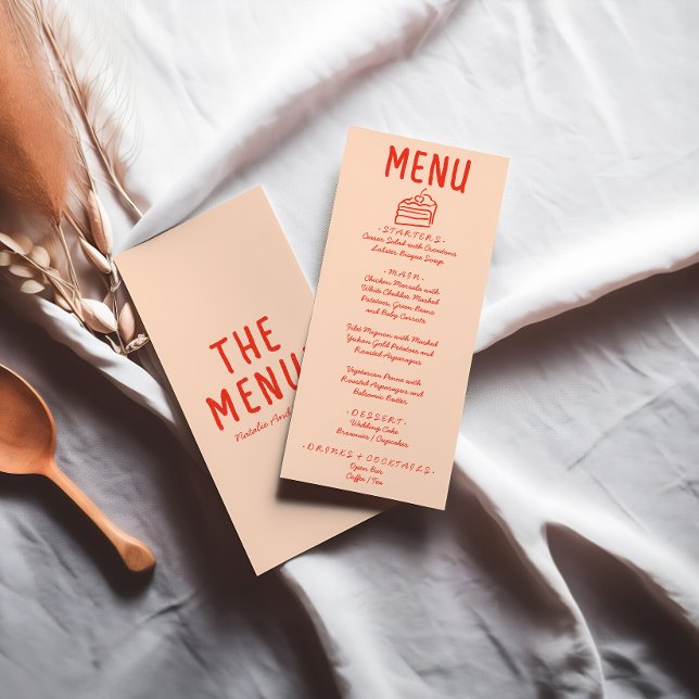 Retro Hand Drawn Orange Red Colorful Wedding Menu (Creator Uploaded)