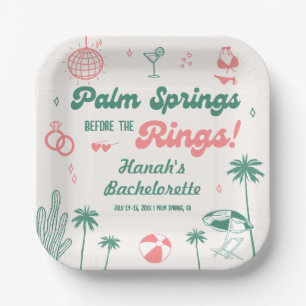 Retro Hand Drawn Palm Springs Bachelorette  Paper Plates
