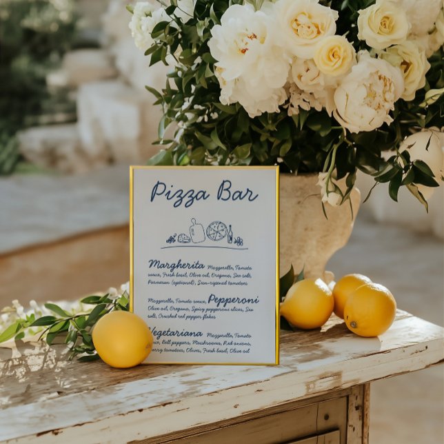 Retro Hand-Drawn Pizza Bar Wedding Tabletop Sign Invitation (Retro Hand-Drawn Pizza Bar Wedding Tabletop Sign
)