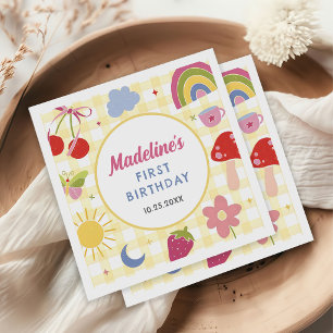 Retro Hand Drawn Quirky Birthday Party Napkins