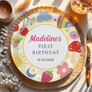 Retro Hand Drawn Quirky Birthday Party Paper Plates