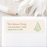 Retro Hand Drawn Red Green Christmas Tree Adress Label<br><div class="desc">As you see the design features a unique green hand made and drawn Christmas tree. With red hand written typography of your family . And your handwritten green return address. That is easily  customizable.</div>