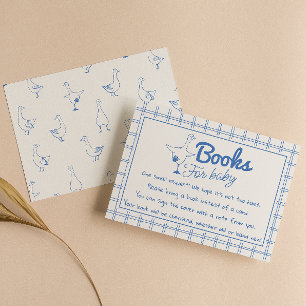 Retro Hand Drawn Silly Goose Baby boy Book Request Enclosure Card