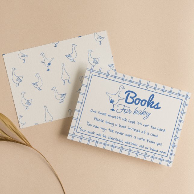 Retro Hand Drawn Silly Goose Baby boy Book Request Enclosure Card (Creator Uploaded)