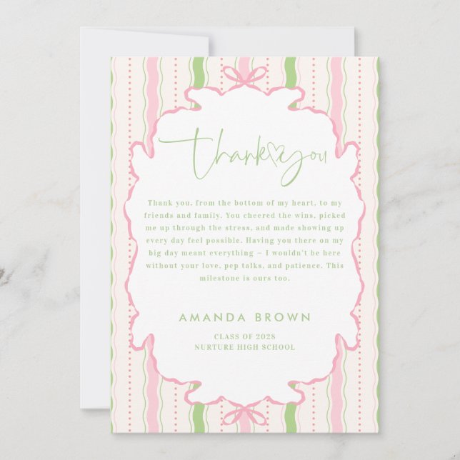 Retro Hand Drawn Thank you Graduation Invitation (Front)