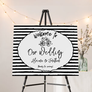 Retro Hand Drawn Wedding Welcome Sign